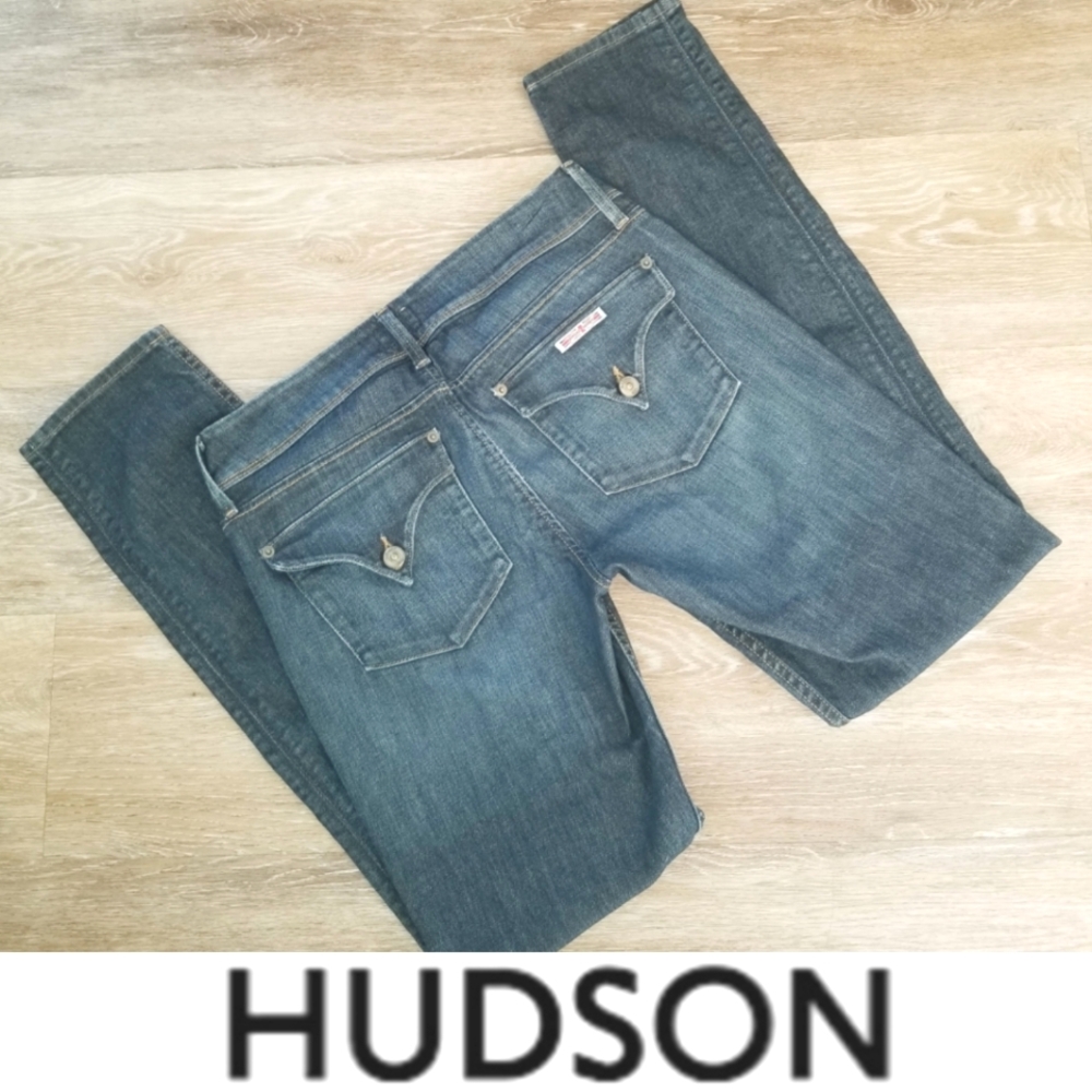 Hudon Colin Denim Dark Wash Blue Jeans Flap Pockets Straight Leg Skinny sz 29